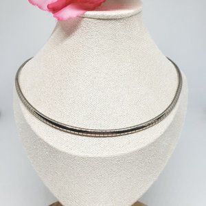 Vintage Silver Tone Omega Chain Choker Necklace 17" Long